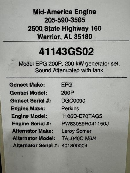  200 kW EPG200P New Diesel Generator